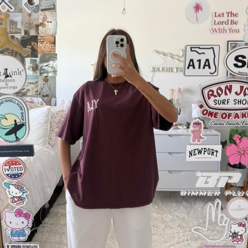 YoungLA Maroon Paint drip graphic tee